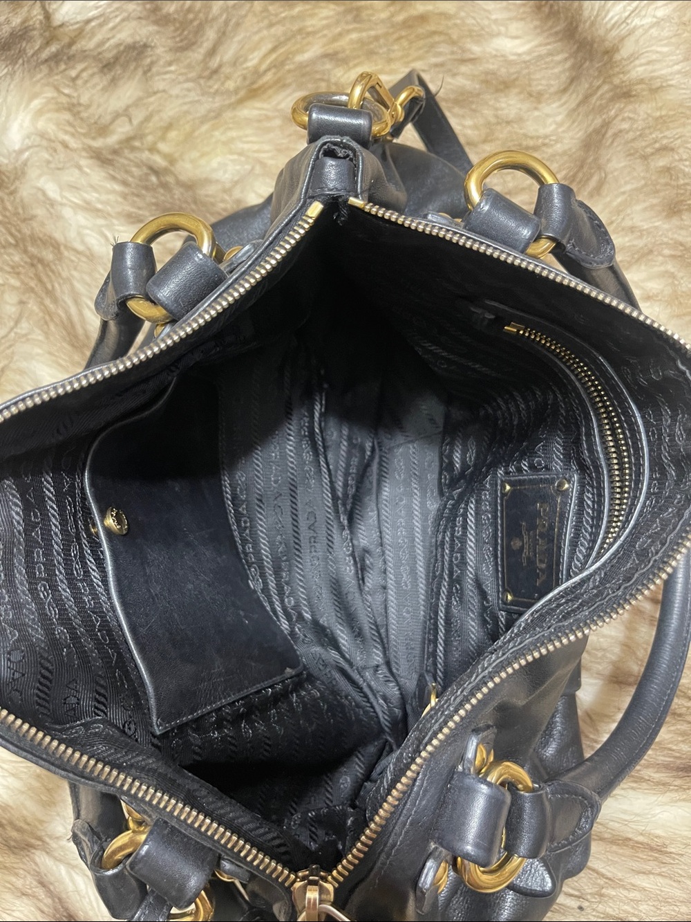 Prada Black Leather Satchel with Gold Hardware - Picture 5 of 5